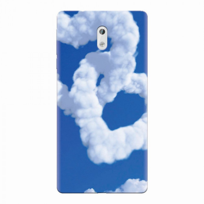 Husa silicon pentru Nokia 3, Heart Shaped Clouds Blue Sky
