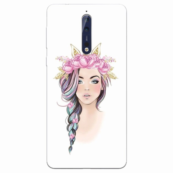 Husa silicon pentru Nokia 8, Unicorn Girl