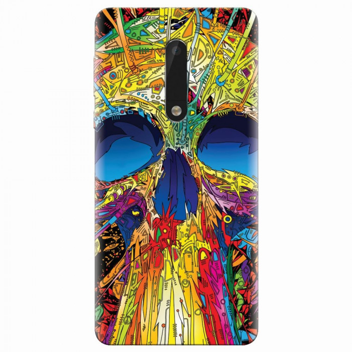 Husa silicon pentru Nokia 5, Abstract Multicolored Skull