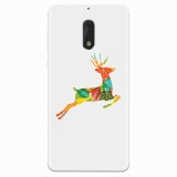 Husa silicon pentru Nokia 6, Colorful Reindeer Jump Illustration