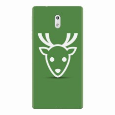 Husa silicon pentru Nokia 3, Minimal Reindeer Illustration Green
