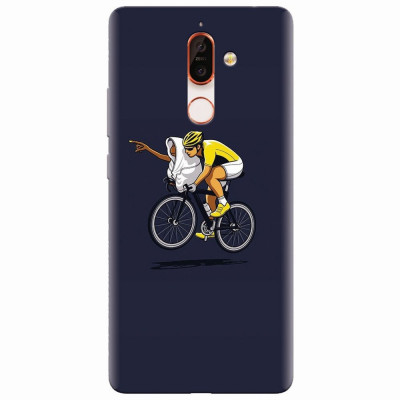 Husa silicon pentru Nokia 7 Plus, ET Riding Bike Funny Illustration foto