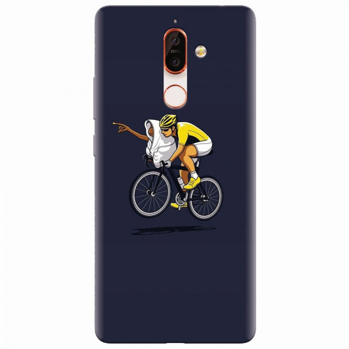Husa silicon pentru Nokia 7 Plus, ET Riding Bike Funny Illustration