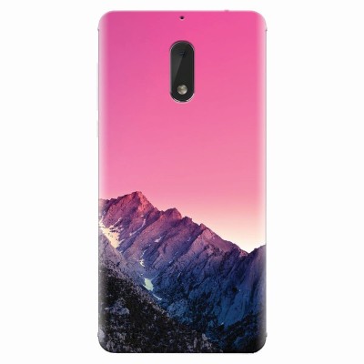 Husa silicon pentru Nokia 6, Mountain Peak Pink Gradient Effect foto