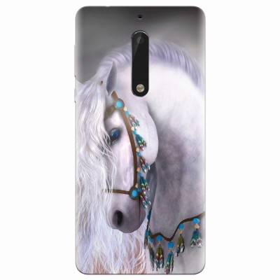Husa silicon pentru Nokia 5, White Horse foto