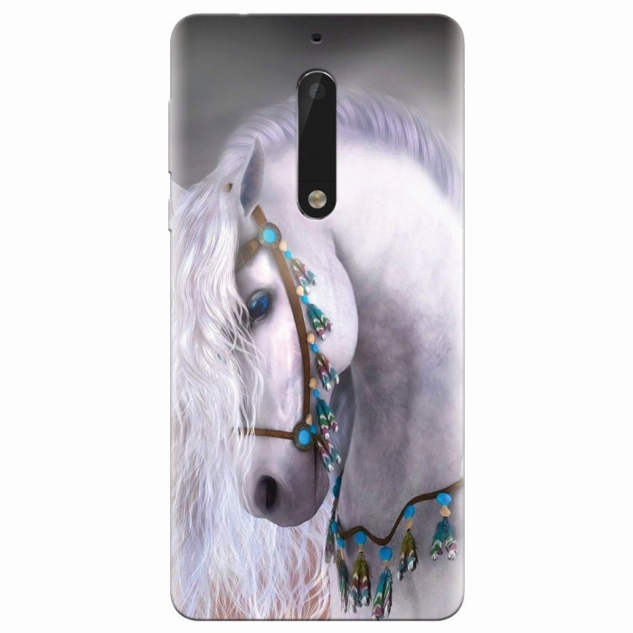 Husa silicon pentru Nokia 5, White Horse