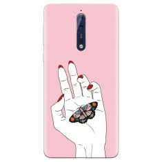 Husa silicon pentru Nokia 8, Butterfly In Hand