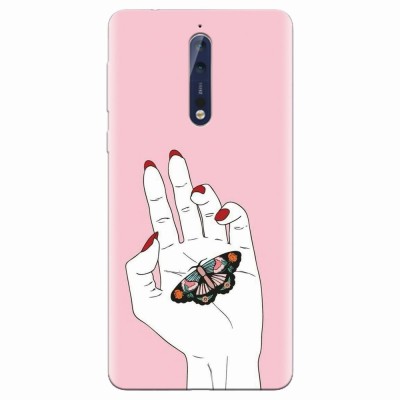 Husa silicon pentru Nokia 8, Butterfly In Hand foto