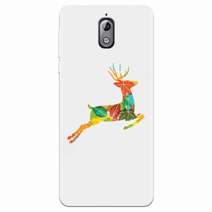 Husa silicon pentru Nokia 3.1, Colorful Reindeer Jump Illustration