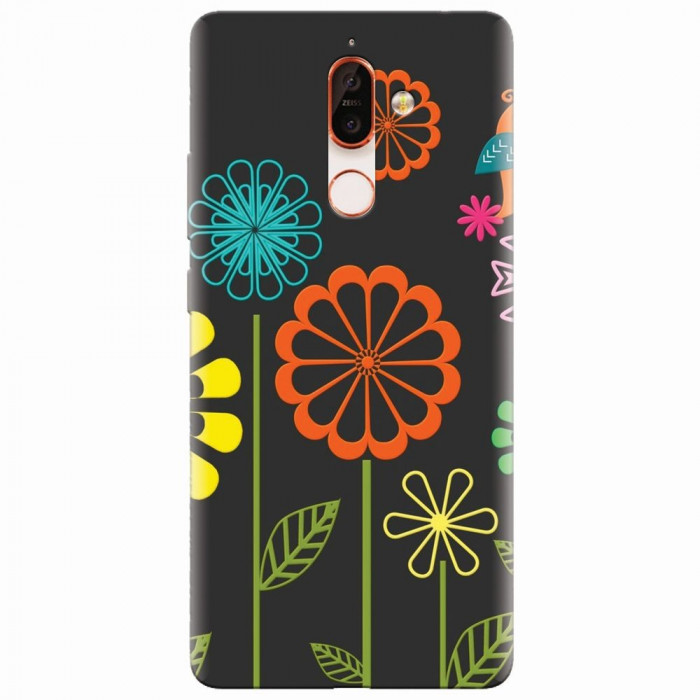 Husa silicon pentru Nokia 7 Plus, Colorful Spring Birds Flowers Vectors