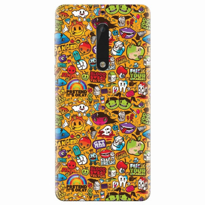 Husa silicon pentru Nokia 5, Colorful Sticker Illustrations foto