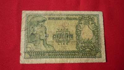 BANCNOTA 50 LIRE 1951 foto