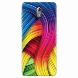 Husa silicon pentru Nokia 3.1, Curly Colorful Rainbow Lines Illustration