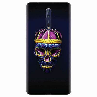 Husa silicon pentru Nokia 8, Colorfull Skull foto