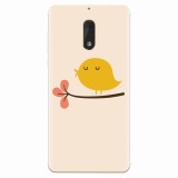 Husa silicon pentru Nokia 6, Flat Minimal Cute Bird Illustration