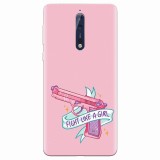 Husa silicon pentru Nokia 8, Fight Like A Girl