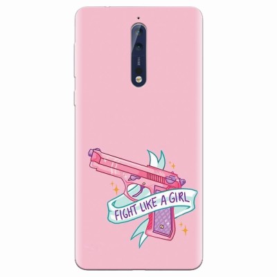 Husa silicon pentru Nokia 8, Fight Like A Girl foto