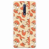 Husa silicon pentru Nokia 8, Red Foxes
