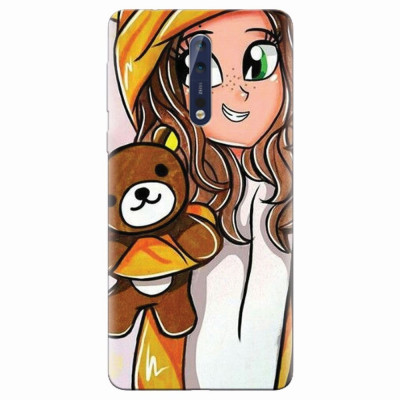 Husa silicon pentru Nokia 8, Girl With Little Bear foto