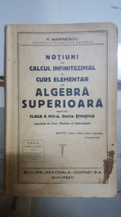 P. Marinescu Noțiuni de calcul infinitezimal și curs de algebră superioară 027