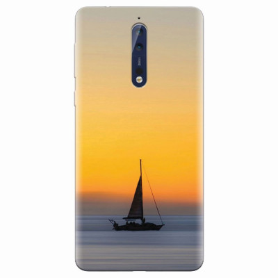 Husa silicon pentru Nokia 8, Wind Sail Boat Ocean Sunset foto