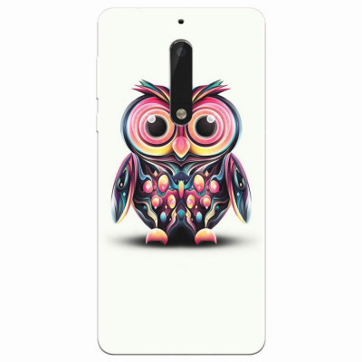 Husa silicon pentru Nokia 5, Colorful Owl Illustration foto