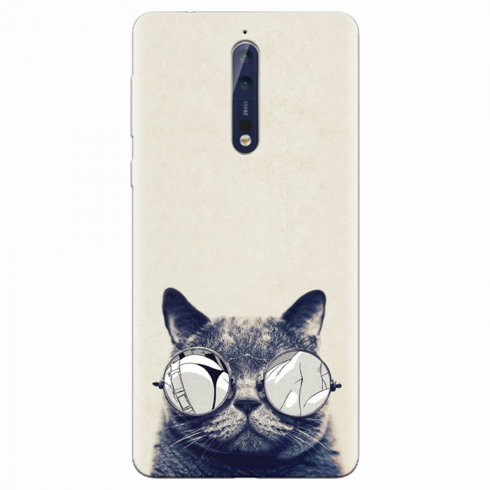 Husa silicon pentru Nokia 8, Cool Cat Glasses