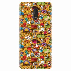 Husa silicon pentru Nokia 6, Colorful Sticker Illustrations