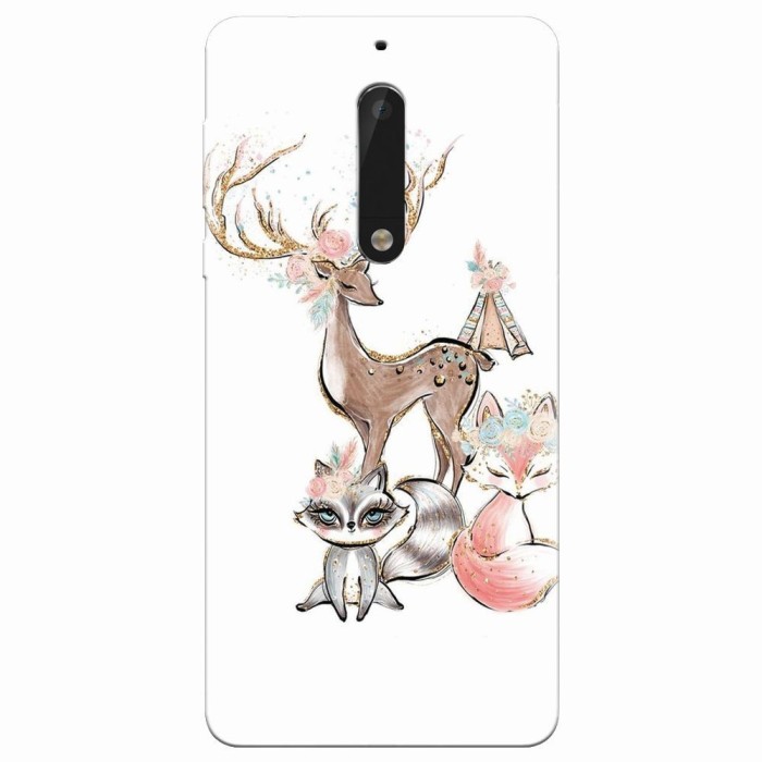 Husa silicon pentru Nokia 5, Foxs And Deer