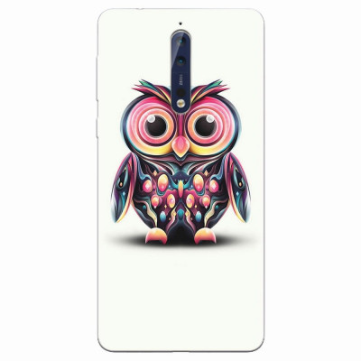 Husa silicon pentru Nokia 8, Colorful Owl Illustration foto