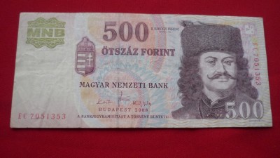 BANCNOTA 500 FORINT 2008 foto