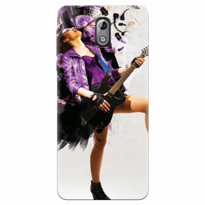 Husa silicon pentru Nokia 3.1, Rock Music Girl foto