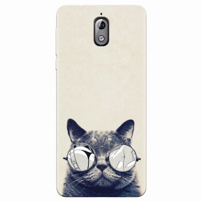 Husa silicon pentru Nokia 3.1, Cool Cat Glasses foto