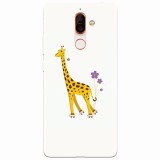 Husa silicon pentru Nokia 7 Plus, Rollerskating Girafe Illustration