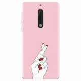 Husa silicon pentru Nokia 5, Pink Finger Cross
