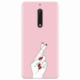 Husa silicon pentru Nokia 5, Pink Finger Cross