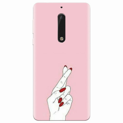 Husa silicon pentru Nokia 5, Pink Finger Cross foto