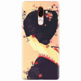 Husa silicon pentru Nokia 7 Plus, Japanese Geisha Illustration Cherry Blossom