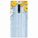 Husa silicon pentru Nokia 5, Sunflower On Blue Wood
