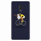 Husa silicon pentru Nokia 6, ET Riding Bike Funny Illustration