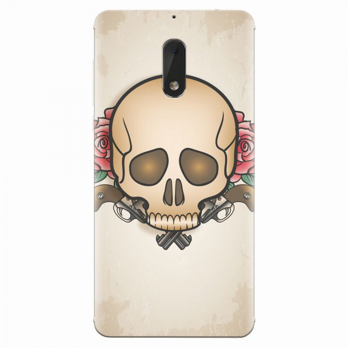 Husa silicon pentru Nokia 6, Skulls And Roses