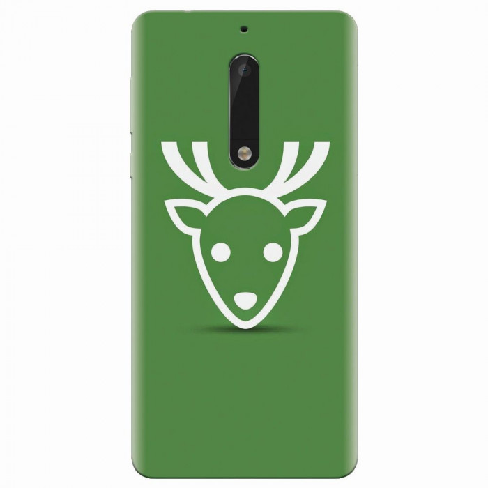 Husa silicon pentru Nokia 5, Minimal Reindeer Illustration Green