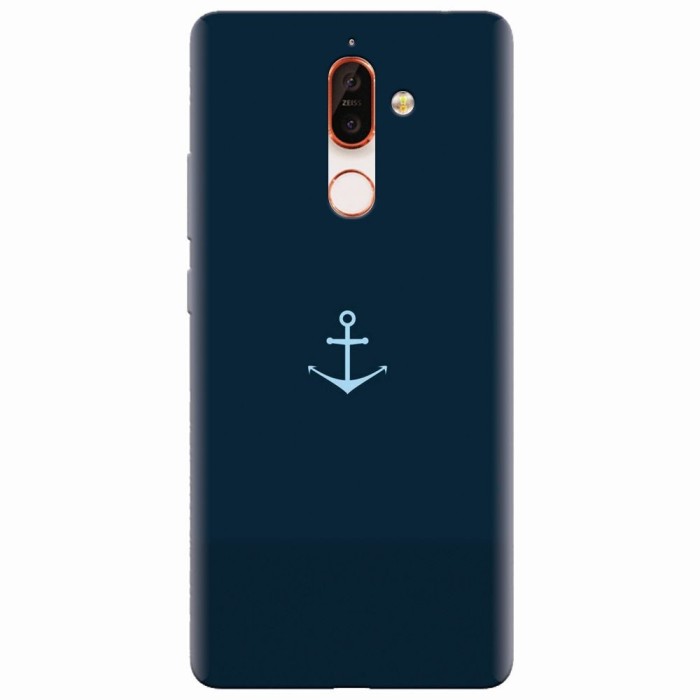 Husa silicon pentru Nokia 7 Plus, Blue Navy Anchor Illustration Flat