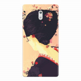 Husa silicon pentru Nokia 3, Japanese Geisha Illustration Cherry Blossom
