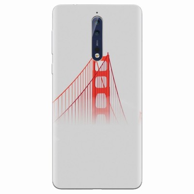 Husa silicon pentru Nokia 8, Red Bridge In Clouds foto