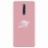Husa silicon pentru Nokia 8, Saturn On Pink