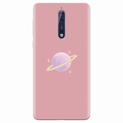 Husa silicon pentru Nokia 8, Saturn On Pink foto