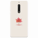 Husa silicon pentru Nokia 5, Autumn Tree Leaf Shape Illustration