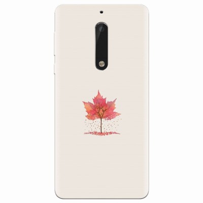 Husa silicon pentru Nokia 5, Autumn Tree Leaf Shape Illustration foto