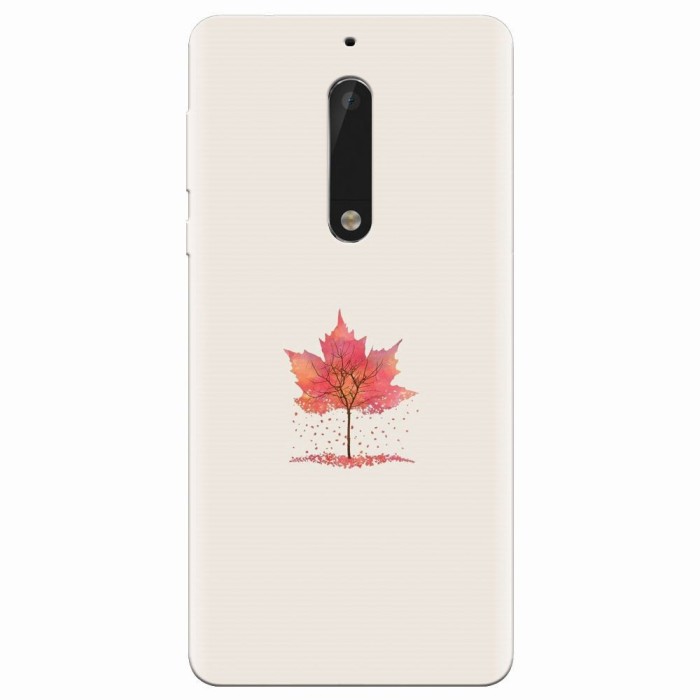 Husa silicon pentru Nokia 5, Autumn Tree Leaf Shape Illustration